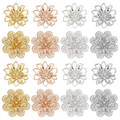 16Pcs 8 Style Iron Bead Caps