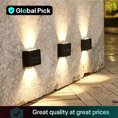 2-pack solar wall lights, 4/6/8/10 LEDs optional, warm light, solar charging, light sensor control, no remote control require...