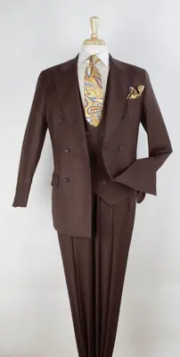 Apollo King Men's 3 Piece 100% Worsted Wool Suit Double Breasted Outlet