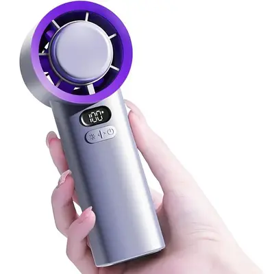 USB Rechargeable Handheld Fan, High Speed Fan with Digital Display, 100-speed Adjustable Small Fan with Long Battery Life, Po...