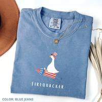 [Saleup to 75%] Comfort Colors Funny Fourth of July Shirt, Firequacker Goose Tee, USA Comfort Colors Patriotic Women Oversize...