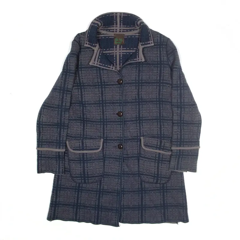 RICHLY TREND Coat Blue Check Womens M