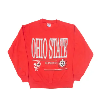 HANES ACTIVEWEAR Ohio State Buckeyes USA Sweatshirt Red 90s Mens M