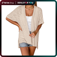 Hotouch Women's Lightweight Short Sleeve Cardigan 2025 Spring Summer Casual Sleeveless Top with Open Front Design Elegant Fas...