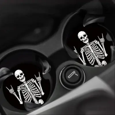 Skull Hand Pattern Car Coaster, 1 Pair Non-slip Car Cup Holder Coaster, Universal Car Interior Decoration Coasters
