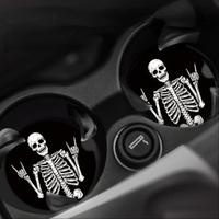 Skull Hand Pattern Car Coaster, 1 Pair Non-slip Car Cup Holder Coaster, Universal Car Interior Decoration Coasters, Boyfriend...