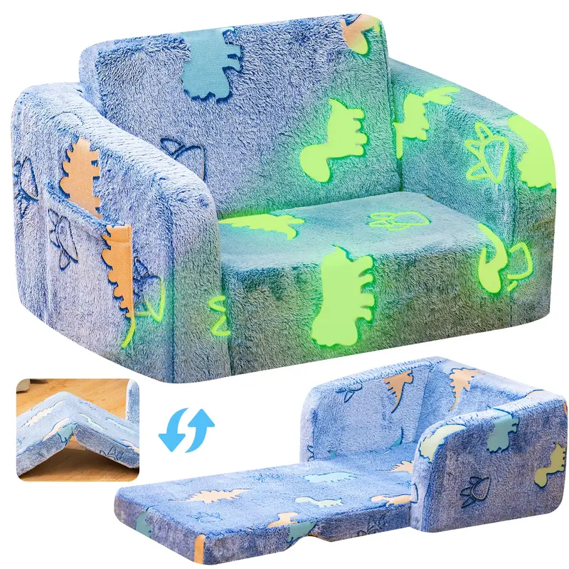 Lamerge Modular Play Couch - Glow in the Dark Play Couch for Kids Cloud Couch, Soft & Comfy, Adjustable Backrest, Suitable fo...