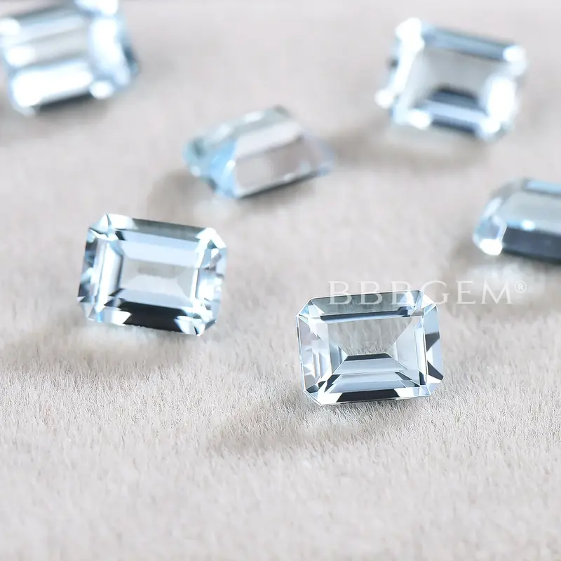 Wholesale Emerald Cut Natural Aquamarine Loose Blue Aquamarine