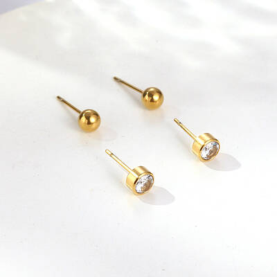 Stainless Steel Stud Earrings with Rhinestone for Women