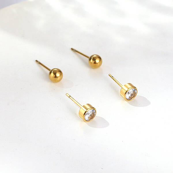 Stainless Steel Stud Earrings with Rhinestone for Women