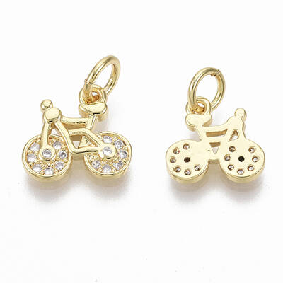 Brass Micro Pave Clear Cubic Zirconia Charms