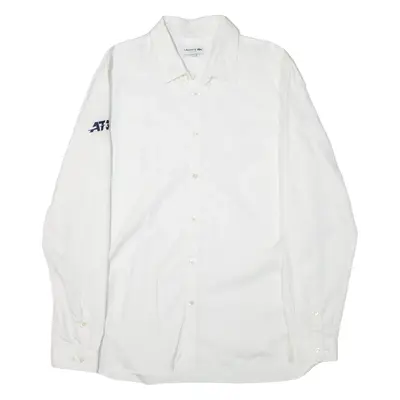 LACOSTE Slim Fit Mens Plain Shirt White Long Sleeve L