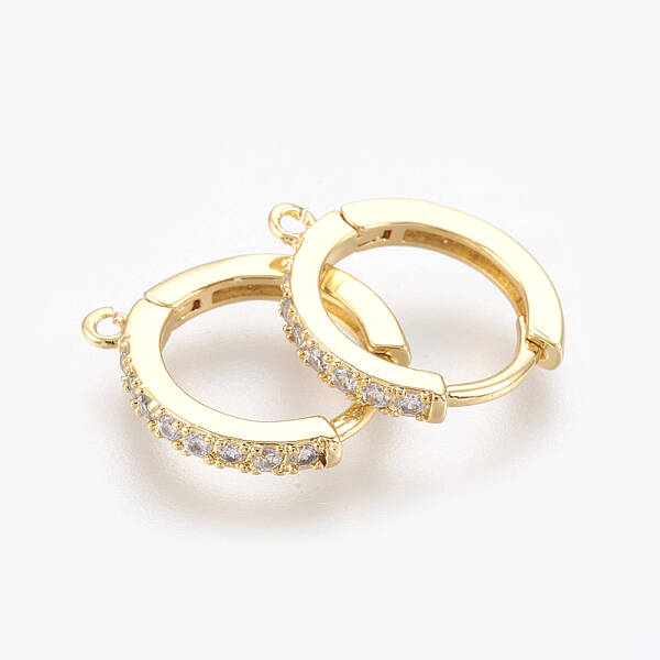 Brass Micro Pave Cubic Zirconia Huggie Hoop Earring Findings