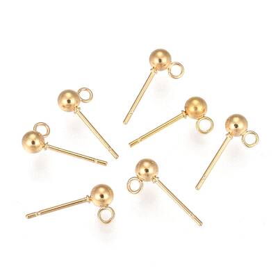 202 Stainless Steel Ball Stud Earring Findings