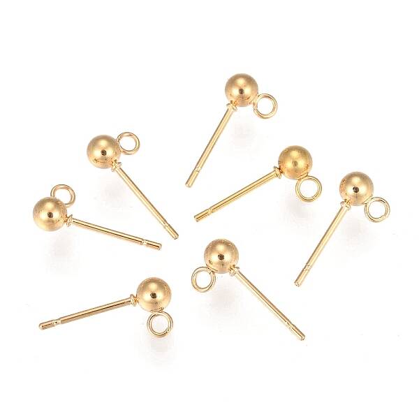 202 Stainless Steel Ball Stud Earring Findings