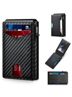 Men's Business Matching Rfid Blocking Wallet, Simple Plain Multi Card Slots Wallet, Minimalist Card Holder Wallet for Men, Tr...