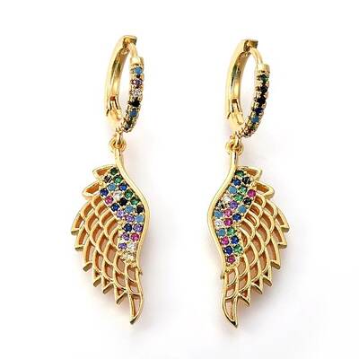 Brass Dangle Hoop Earrings