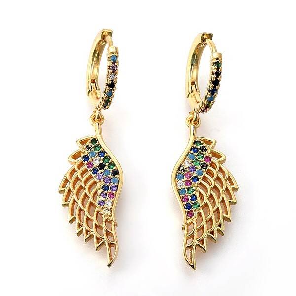 Brass Dangle Hoop Earrings