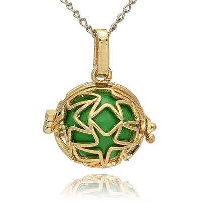Golden Tone Brass Hollow Round Cage Pendants