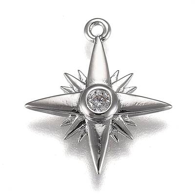 Eco-Friendly Brass Micro Pave Clear Cubic Zirconia Pendants
