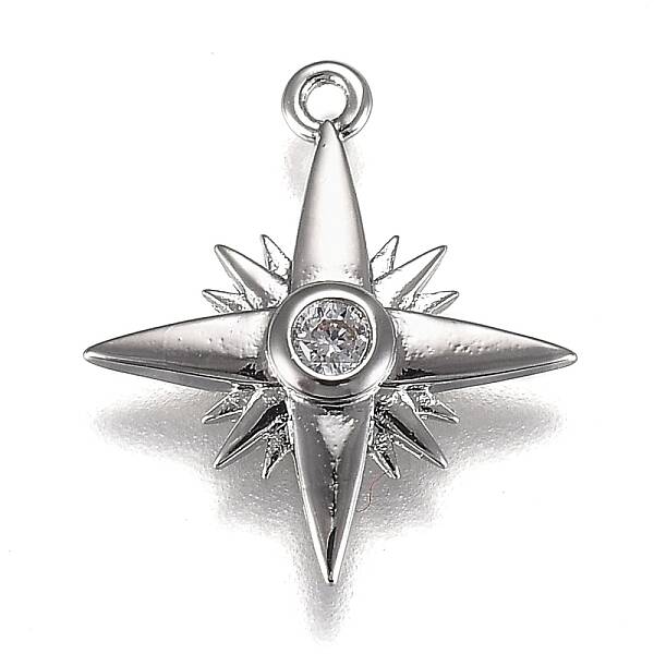 Eco-Friendly Brass Micro Pave Clear Cubic Zirconia Pendants
