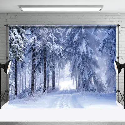 Snow Forest Silver Wonderland Winter Backdrop - Aperturee