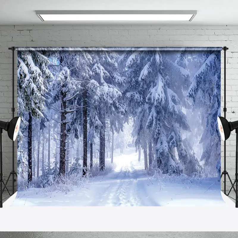 Snow Forest Silver Wonderland Winter Backdrop - Aperturee