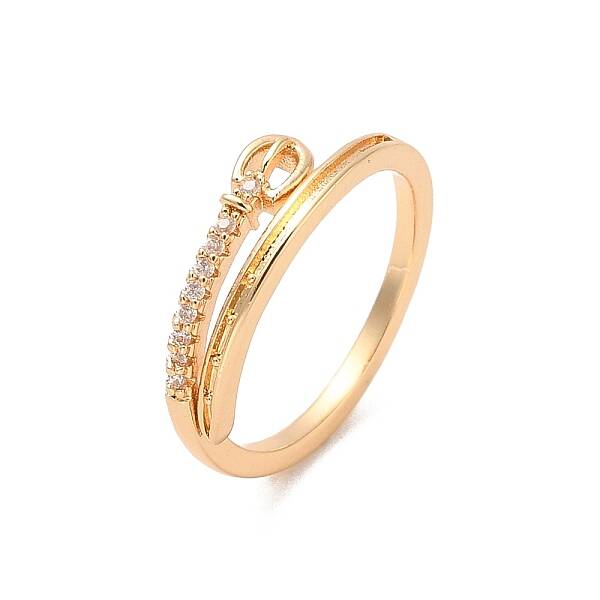 Brass Micro Pave Cubic Zirconia Open Cuff Rings