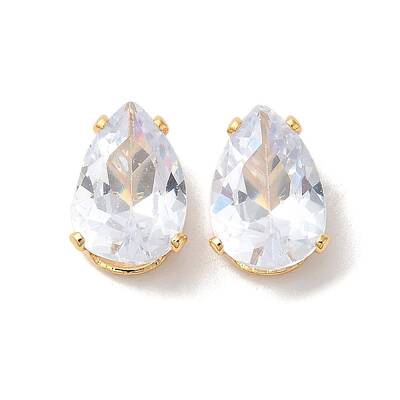 Brass Clear Cubic Zirconia Cabochons