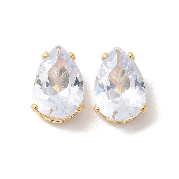 Brass Clear Cubic Zirconia Cabochons