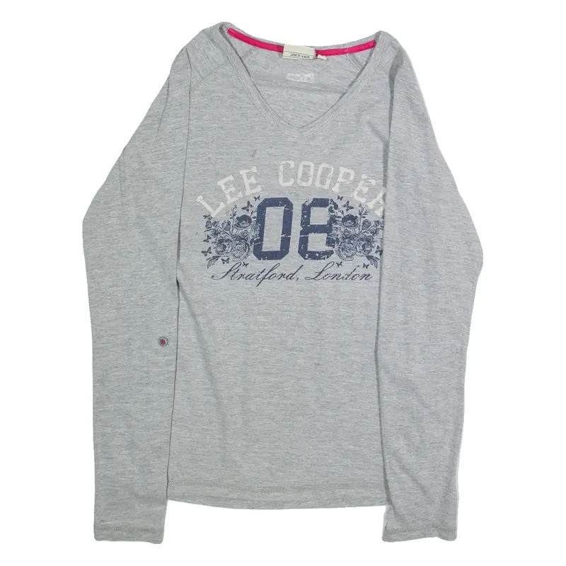 LEE COOPER Womens T-Shirt Grey Long Sleeve S