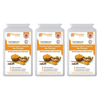 Organic Turmeric (Pack of 3) Curcumin with added Black Pepper & Ginger 670mg (Certified Organic Turmeric Capsules) | Suitable...