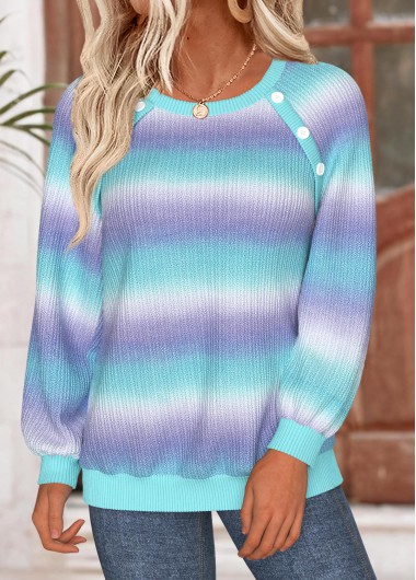 Modlily Multi Color Tummy Coverage Ombre Long Sleeve Sweatshirt - XL