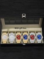 Men's Business Fashion Round Dial Analog Quartz Watches, Fashion Rhinestones Decor Watch Set for Party, Daily Decor, Trendy...
