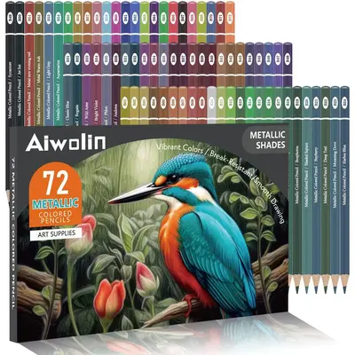 Metallic Colored Pencil Set, 72pcs/set Colored Drawing Pencil, Wooden Colorful Pencil for Artists Drawing Coloring Books Sket...