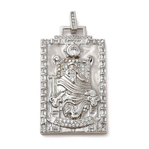 Brass Micro Pave Cubic Zirconia Pendants with Enamel