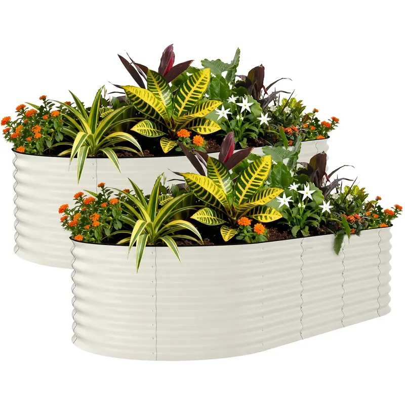 Garvee 2 Pack 8' X 4' X 2' Galvanized Raised Garden Beds, Large Metal Planter Boxes for Vegetables & Flowers, Rust-Resistant ...