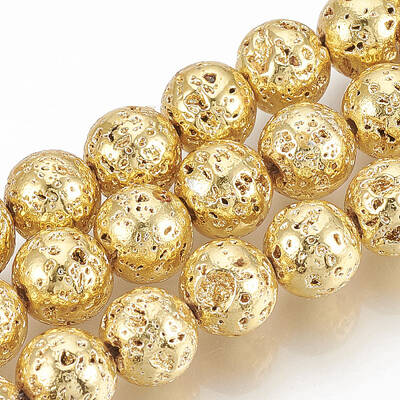 Electroplated Natural Lava Rock Beads Strands
