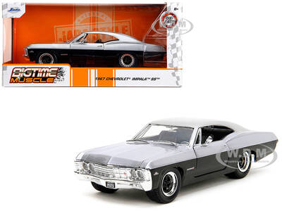 1967 Chevrolet Impala SS Silver Metallic and Black Bigtime Muscle Series 1/24 Diecast Model Car by Jada