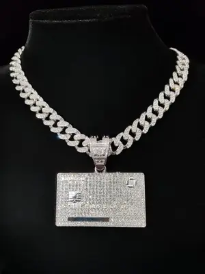 Creative Bank Card Shaped Pendant & Miami Cuban Chain Necklace, Fashion Jewelry for Party, Daily Decor, Trendy All-match & Ex...
