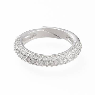 Adjustable Brass Micro Pave Cubic Zirconia Cuff Rings