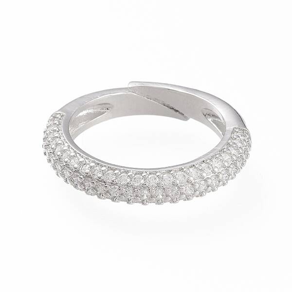 Adjustable Brass Micro Pave Cubic Zirconia Cuff Rings