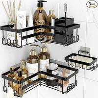 3 Pcs Bathroom Accessories with Soap Holder, Storage Stainless Shower Organizer Shelf with Hooks