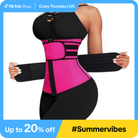 Lover-Beauty  Women Long Torso Sauna Workout Double Belts Neoprene Sports Waist Belt  Corset Waist Cincher Zipper Trimmer Wom...
