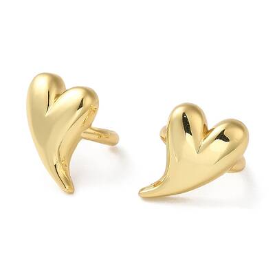 Rack Plating Brass Heart Cuff Earrings for Women