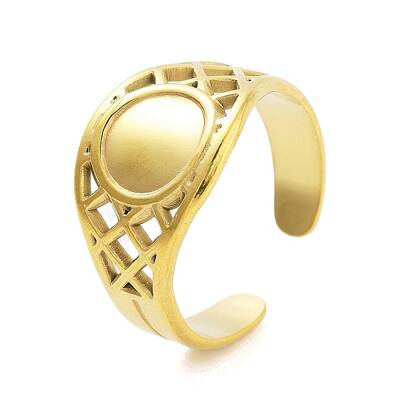 Real 18K Gold Plated 304 Stainless Steel Open Cuff Rings for Women