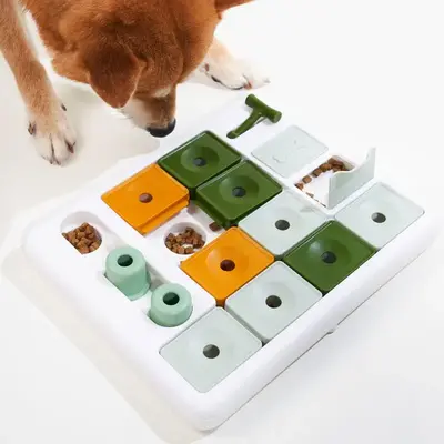 Dog Treat Puzzle Toy, Mental Stimulating Slow Feeder Tray for Large Medium Small Dogs, Dog Treat Puzzle Dispensing Dish, Ment...