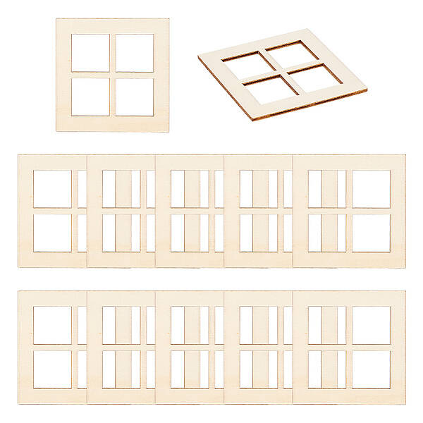 Mini Wood Dollhouse Window Furniture Accessories
