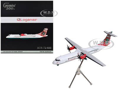 ATR 72-600 Commercial Aircraft Loganair - Isle of Man's Airline (G-LMTF) White with Green and Red Plaid Tail Gemini 200 S...