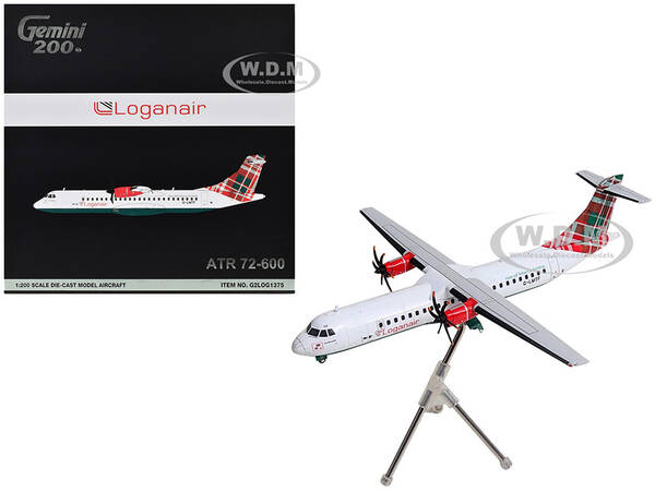 ATR 72-600 Commercial Aircraft Loganair - Isle of Man's Airline (G-LMTF) White with Green and Red Plaid Tail Gemini 200 S...